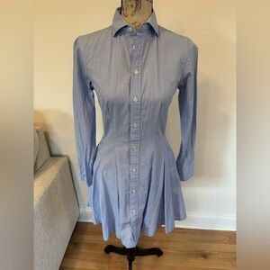 Polo Ralph Lauren blue cotton fit-and-flare shirtdress size 2